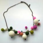 Pink and Green Felt Ball Ne..