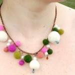 Pink and Green Felt Ball Ne..